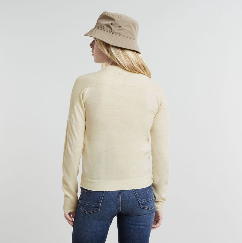 G-Star - D25509-D847-127 - Gebreide Trui - Beige - Casual - Katoen en Wol - Lange Mouwen - Duurzaam