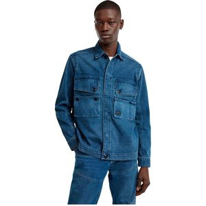 G-Starvoor mannen. D25182-D894-G925 Utility overhemd blauw (XS), Casual, Lange mouwen, Biologisch katoen, Duurzaam