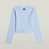 G-Star RAW - Slim Crop - Top - Lichtblauw - Lange Mouw - Ribboord Jersey