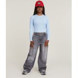 G-Star RAW - Slim Crop - Top - Lichtblauw - Lange Mouw - Ribboord Jersey