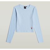 G-Star RAW - Slim Crop - Top - Lichtblauw - Lange Mouw - Ribboord Jersey