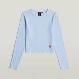 G-Star RAW - Slim Crop - Top - Lichtblauw - Lange Mouw - Ribboord Jersey