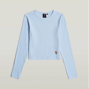 G-Star RAW - Slim Crop - Top - Lichtblauw - Lange Mouw - Ribboord Jersey