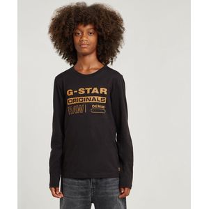 G-Star - Originals T-shirt - Dark Black - Biologisch Katoen - Ribboord Halsafwerking