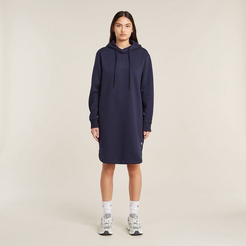 G-Star - D25913-A971-C423 - Sweatshirt Jurk - Marineblauw - Met Logo Capuchon