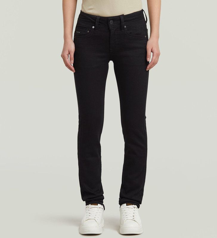G-Starvoor vrouwen. D07145-B964-A810 Jeans Midge Recht Zwart (23/30), Casual, Denim