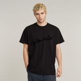 Flock - G-Script Loose Regular Tee - Zwart - Katoen