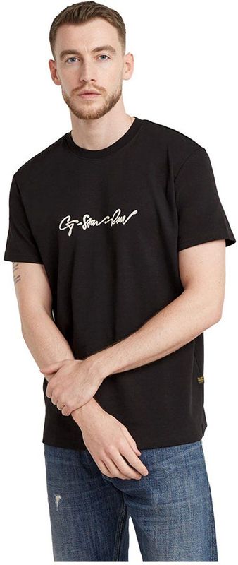G-star - G-script R T-shirt - Korte Mouwen - Zwart - 100% Biologisch Katoen