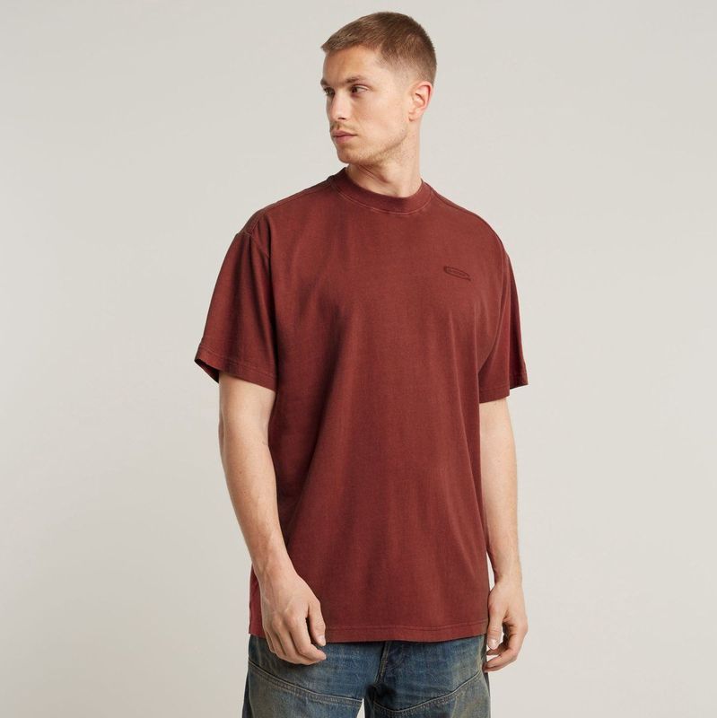 G-Starvoor mannen. D25162-C756-B782 Pigment kleurstof los T-shirt kastanjebruin (XXS), Casual, Korte mouwen, Groot, Biologisch katoen, Duurz