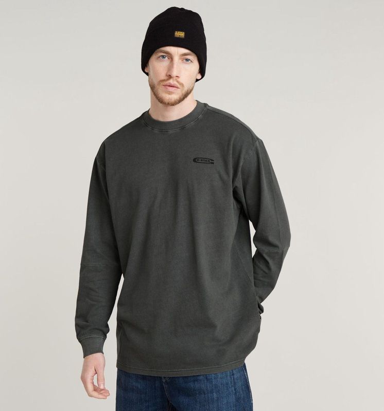 G-Starvoor mannen. D25163-C756-B564 Pigment grijs T-shirt (XXS), Casual, Lange mouwen, Biologisch katoen, Duurzaam