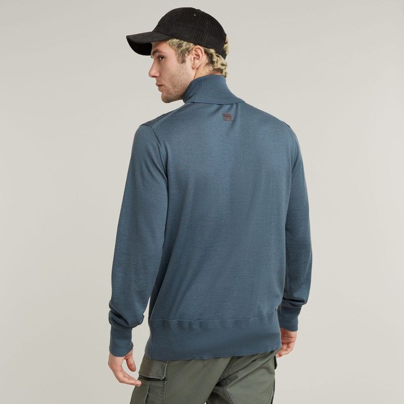 G-Star - D25177-D847-1820 - Gebreide Trui - Blauw - 100% Merino Wol, Duurzaam