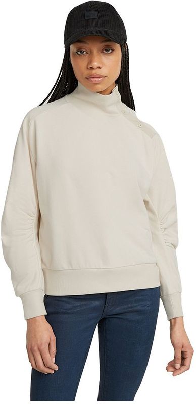 G-Starvoor vrouwen. D25296-D704-127 Asymmetrisch beige sweatshirt (XXS), Casual, Biologisch katoen, Duurzaam