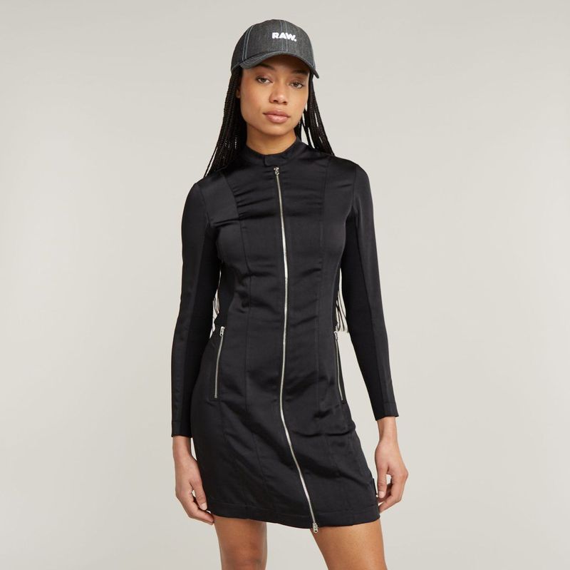 G-Star - D25449-D414-6484 - Moto Jurk - Zwart - Gerecycled Polyester - Duurzaam