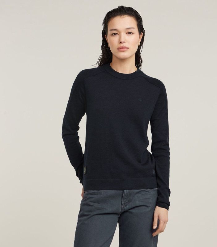 G-Star - D25509-D847-3873 Gebreide Trui - Marineblauw - Gerecyclede Wol