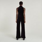 Wide Leg Velvet Jumpsuit - Donkerblauw - Dames