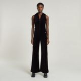 Wide Leg Velvet Jumpsuit - Donkerblauw - Dames