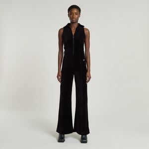Wide Leg Velvet Jumpsuit - Donkerblauw - Dames