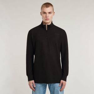 G-Star RAW - Tweeter Half Zip - T-shirt - Zwart - 100% Biologisch Katoen