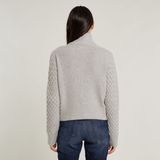 G-Star RAW - Skipper - Gebreide Trui - Blauw - Colkraag - Korte Ritssluiting