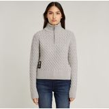 G-Star RAW - Skipper - Gebreide Trui - Blauw - Colkraag - Korte Ritssluiting