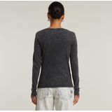 G-Star - D24656-C773-B564 - Top - Zwart - Diepe V-Hals - Lange Mouwen - Biologisch Katoen