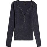 G-star - Deep Henley - T-shirt - Zwart - Lange Mouwen