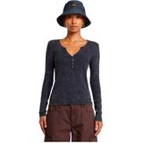 G-star - Deep Henley - T-shirt - Zwart - Lange Mouwen