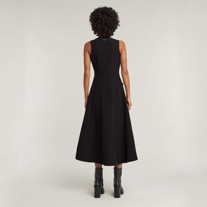 G-Star - D23605-9285-6484 - Korset Flare Jurk - Zwart - Polyester, Mouwloos, Duurzaam