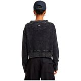 G-Star - D26655-D249-B564 - Overgeverfd Cropped Logo Los Sweatshirt - Zwart - Biologisch Katoen - Duurzaam