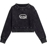 G-Star - D26655-D249-B564 - Overgeverfd Cropped Logo Los Sweatshirt - Zwart - Biologisch Katoen - Duurzaam
