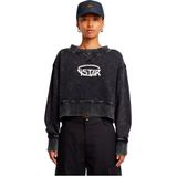 G-Star - D26655-D249-B564 - Overgeverfd Cropped Logo Los Sweatshirt - Zwart - Biologisch Katoen - Duurzaam