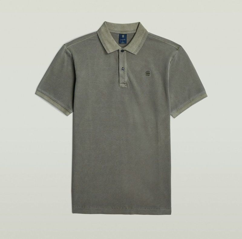 G-STAR RAW - Dunda Overdyed Slim Polo - Poloshirt - Groen - Biologisch Katoen