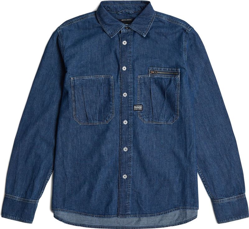 Shirt - Donkerblauw - Pleated Zip - Heren