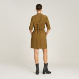 G-star - Fluid - Korte Mouw Jurk - Knielengte - Bandkraag - Zwart