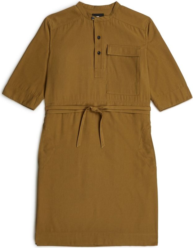 G-star - Fluid - Korte Mouw Jurk - Knielengte - Bandkraag - Zwart