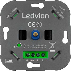 Ledvion - LED Dimmer - Universeel - 5-150W - Fase Afsnijding
