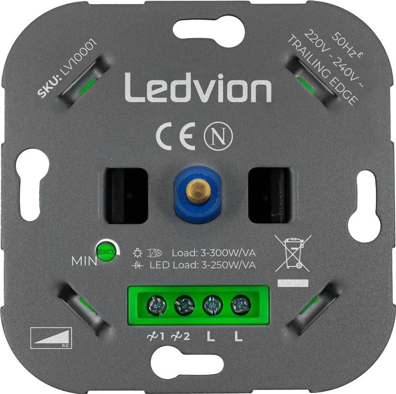 Ledvion - LED Dimmer - Universeel - 5-150W - Fase Afsnijding