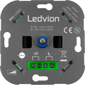 Ledvion Led Dimmer, 5, 250 Watt, Universele LED Dimmer, Led Dimmer Inbouw, Dimmer Schakelaar, Multicontrol