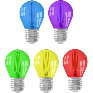 Ledvion Set van 6 E27 LED Lampen, Verschillende Kleuren Lamp, 1W, 2100K, 50 Lumen, LED Lampen Value Pack, Spotlight Lamp