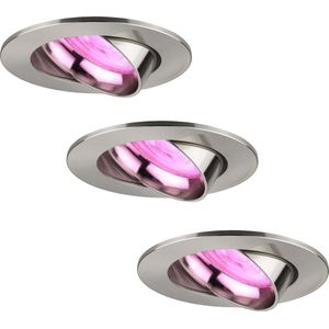 Ledvion - 3X SMART LED Inbouwspot Rio - RVS - Dimbaar