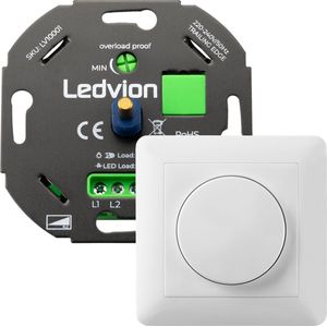 Ledvion - LED Dimmer - Witte Afdekplaat - 5-150 Watt - Universele Dimmer
