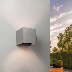 Ledvion Wandlamp RVS, LED Wandlamp Buiten Grijze Vierkant, Dubbelzijdig GU10 Up&Down, Buitenwandlamp, Wand lamp, Buitenlamp, IP54, 2700K, 3,5W