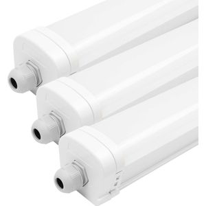 Ledvion 3x LED TL Armatuur Buiten, 150CM, 48W, 6500K, IP65 Vochtbestendig, Samsung LED, Koppelbaar, Wit Helder Licht, LED Lamp, Daglichtsensor, Plafondlamp