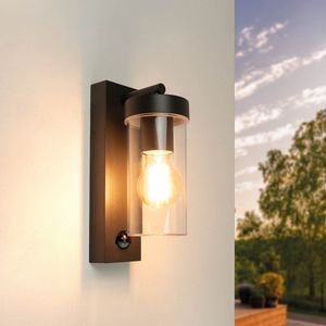 Ledvion - LED Wandlamp Incl. Sensor - E27 - IP44 - Zwart