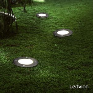 Ledvion - 3X LED Inbouwspots Zwart & Rond, 5W, 4000K, IP67, GU10, 1m Kabel, Buitenverlichting, Terrasverlichting