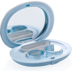Lenzendoosje Fashionlens® - blauw - luxe lenshouder inclusief spiegeltje - 4 delig