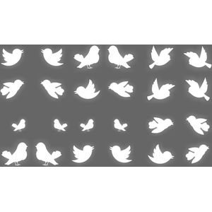 Vogelplakkers Twitter 23 vogel raamstickers wit