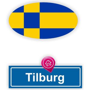 Tilburg stads vlag auto stickers set 2 stuks.