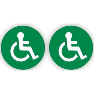 Rolstoel WC pictogram sticker set 2 stuks groen