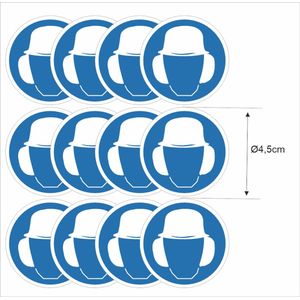 Veiligheidshelm en Gehoorbescherming verplicht sticker set 12 stuks.